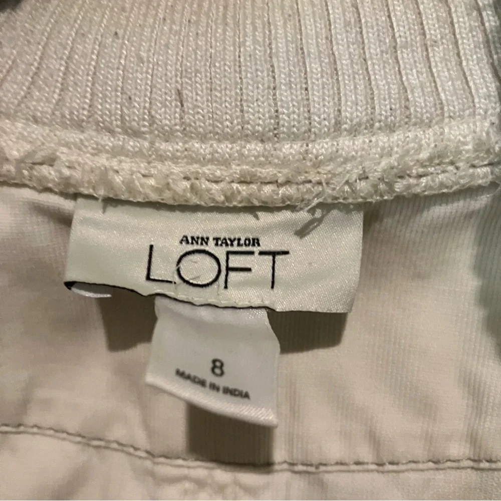 LOFT Ann Taylor Women's Cream Bomber Jacket Size 8 - Picture 8 of 16